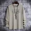 Camiseta de Manga Larga para Hombre de Primavera y Otoño Camiseta Básica de Cuello Redondo Coreana para Adolescente Ropa Superior para Hombre Camiseta de Hombre de Otoño