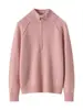 Suéter Grueso de Cachemira Pura para Mujer, Cuello Semi Alto con Cremallera, Tejido de Punto, Nuevo en Invierno, Capa Base, Top Interior
