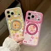 Funda para teléfono KT cat con flores de lunares KT y lupa Rilakkuma adecuada para Apple 18Promax iPhone17Pro