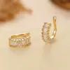 Pendientes Asimétricos de Aro para Oreja con Microincrustaciones de Circonita en Forma de U para Mujer, Diseño Personalizado Europeo y Americano, Sencillos, Modernos, Exquisitos y Versátiles