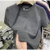 Camiseta Básica de Algodón Puro de Manga Corta Color Amarillo Claro Sencilla de Hombro Normal para Mujer Verano Ajuste Delgado Elástica Favorecedora Color Sólido Cuello Redondo