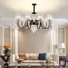 Lámpara de Sala de Estar, Moderna y Sencilla, Elegante y Lujosa, Iluminación de Gama Alta para el Vestíbulo, Dúplex de Villa, Lámparas de Estilo Americano, Candelabro de Cristal