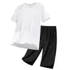 Traje Deportivo de Verano 2026 Más Vendido, Talla Grande de Seda de Hielo de Secado Rápido Conjunto Deportivo Casual, Camiseta de Manga Corta, Pantalones Cortos y Pantalones Capri
