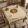 Nova Toalha de Mesa Quadrada Estilo Chinês, Lavável, Impermeável, à Prova de Óleo, Toalha de Mesa Quadrada para Mesa de Jantar em PVC, Toque de Luxo Leve de Alta Qualidade, Toalha de Mesa Oito Imortais