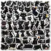 56 Novos Adesivos de Gato Preto Desenho Animado Transfronteiriços, Adesivos Criativos Personalizados de Animais Pretos para Capa de Celular Decoração de Caderno