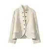 Ins estilo europeu e americano transfronteiriço 2026 nova moda elegante feminino atacado para o dia a dia gola redonda blazer resistente com botões