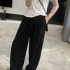 Calça Fresca Yamamoto, Calça de Cintura Alta Wide Leg Estilo Preguiçoso para Mulheres, Calça Solta e Fluida Emagrecimento, Sensação Relaxada, Verão H063014