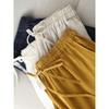 Calça Feminina Reta Casual Literária Retro Cor Sólida com Cintura Solta, Real 2025, Natural, Real, Respirável