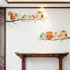 Adesivos de Galho de Árvore Desenho Animado Pássaro Pequeno Decoração de Quarto Infantil Casa Pintura Decorativa Ponta de Galho Coruja Esquilo Adesivos de Parede Divertidos