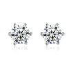 Brincos de tachinha clássicos Kaiyi em prata de lei com diamante, seis garras, moda feminina, estilo coreano, diamante S925, pequenos brincos de tachinha, joias por atacado