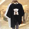 2026 Nova Camiseta de Manga Curta Estilo Comércio Exterior para Mães, Plus Size Soltinha, Emagrecedora, Cobre a Barriga, Top Estampado de Meia-Manga