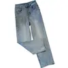 Jeans de Pierna Recta Color Claro para Mujer 2025 Primavera Nuevo Diseño con Sentido Pequeño Tiro Alto Elásticos Acortados Tubo