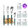 Venta caliente transfronteriza vajilla de acero inoxidable Serie Luna Creciente Cuchillo, tenedor y cuchara occidentales para 6 personas juego de 24 piezas traje de caja de color