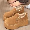 Botas de Nieve 2024 Zapatos de Algodón Suela de Plataforma Forro Polar Ropa Exterior Zapatos Peludos Nuevos para Mujer Suela Gruesa Cálidos Slip-On Birkenstocks