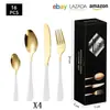 Cubiertos de Acero Inoxidable Transfronterizo de Amazon Cuchillo y Tenedor 1010 Cuchillo, Tenedor y Cuchara de Estilo Occidental Juego de 24 Piezas Cuchillo y Tenedor para Carne Caja de Regalo