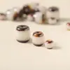 Contas de Oração Budistas com Contas de Resina Imitando Jade Branco Estilo Xizang, Acessórios DIY Atacado, Contas Cilíndricas de Resina Emendadas em Duas Cores