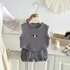 Conjunto de Dos Piezas Separadas de Verano para Bebé Ropa sin Mangas de Algodón Puro Estilo Moderno para Bebé Edad Mes Manga Corta Estilo Delgado Ropa para Salir