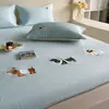 Dibujo Animado Perro Azul Waffe Set de Tres Piezas Esterilla de Seda Helada Gorro de Cama Esterilla con Bordado para Aire Acondicionado Lavable a Máquina Plegable