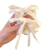 Goma para el pelo con lazo de cinta para mujer, con sensación de alta gama, Banda elástica de cinta estilo Ins, Accesorio para coleta anudada de satén en blanco y negro