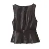 Comercio Exterior 2026 Primavera Nuevo Estilo Europeo y Americano Moda Femenina Atrevida Picante Conjunto de Chica con Cinturón Top y Falda con un Toque de Lujo