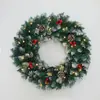 Decoración Navideña Nueva Transfronteriza Corona Navideña Círculo de Ratán Fruta Roja Piña Piña Corona Mixta de Ratán Colgante de Puerta