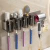 Soporte para Cepillos de Dientes Montado en la Pared sin Perforaciones Soporte Integrado para Secador de Pelo de Inodoro Vaso Eléctrico para Dientes Soporte para Vaso para Enjuague Bucal