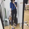 Suéter de Manga Três Quartos com Decote V para Estudantes, Estilo Coreano, Caimento Solto, Camada Base de Verão 2020, Blusa de Tricô de Manga Média, Camiseta Fina para Mulheres