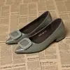Zapatos de tacón grueso de punta baja para mujer, Otoño, sin cordones, tacón bajo, piel suave, tacón bajo de otoño, suela blanda, cómodos, para trabajar, de cuero