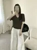 Blusa de Tricô Manga Curta Estilo Coreano Shisanxing de Guangzhou com Design Elegante que Marca a Cintura, Nova Camiseta de Verão 2026