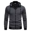 2026 Nueva Chaqueta Deportiva de Doble Cremallera para Primavera y Otoño Sudadera con Capucha de Manga Larga Informal para Hombre Cardigan Chaqueta