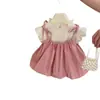 Vestido novo de verão para meninas 2025 estilo western doce manga borboleta princesa saia infantil camisa baby doll