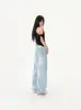 Jeans de Pierna Ancha de Color Claro para Mujer 2026 Primavera Nuevos Vintage Lavados de Cintura Alta Sueltos Adelgazantes Caída Recta