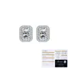 Pendientes Rectangulares Biselados Tonglin de Venta Cruzada Más Vendidos 6*8 Moissanita Pendientes de Plata de Ley S925 Pendientes de Plata de Lujo Ligero para Mujer