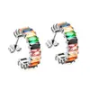 Pendientes de Acero Inoxidable Estilo Europeo y Americano Lujo Accesible Nicho Gama Alta Forma de C Dos Puntas Rectangulares Diamante de Color Pendientes Retro