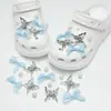 2026 Novo Estilo Retro High-End Tamancos para Meninas com Acessórios, Fivela Decorativa Resistente para Sapato com Glitter Prata Puff de Libélula