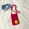 Shuai Mi Jia 2026 Nova Bolsa Trançada Fofa Bolsa Transversal para Celular Bolsa Pequena de Tricô Vazado Bolsa de Praia