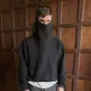 Sudadera con capucha estilo americano Y2K, corte relajado, manga larga, con estilo callejero retro Harajuku y un diseño único de máscara.