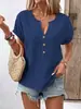 Verano 2025 Nuevo Estilo Sitio Independiente Europeo y Americano Aliexpress Amazon Camiseta de Manga Corta con Botones para Mujer Camiseta para Mujer