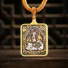 Colgante Thangka Pintado a Mano con Borde Dorado Estilo Tíbet con las Ocho Deidades Guardianas Amuleto Budista Colgante, Collar Colgante de Tendencia China, Lote Zhaliram