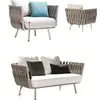 Sofá de Exterior, Muebles de Mimbre para Patio, Impermeable y Resistente al Sol, Aleación de Aluminio, Balcón Terraza de Villa, Invernadero de Exterior, Silla de Mimbre para Casa de Huéspedes