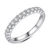 Anel Fechado Feminino Fashion Amazon Venda Quente Transfronteiriça Prata de Lei s925 Meio Cravejado com Fileira de Diamantes Mosan Banho de Ouro 18K