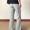Mezcla para commuting, corte tridimensional, caída elegante, unisex, bordado con patrones intrincados, de rayas, pantalones ligeramente acampanados, disponibles en gris y negro