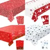 Amazon Transfronteiriça Toalha de Mesa Descartável Floco de Neve Impermeável Festa de Natal Embalada Individualmente Vermelho Azul Plástico Atmosfera