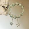 Pulsera de Cristal Verde Mariposa Estilo Bosque Medio Brazalete para Hombres y Mujeres, Moderna y Elegante, Realza la Tez, Regalo para Mejores Amigos y Amigas, Accesorio