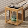 Mesa de té pequeña para el hogar, mueble auxiliar, mueble auxiliar de madera maciza, mesa de centro, tetera, cubo integrado, mueble para té