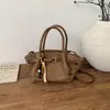 Bolso cesta pequeño casual muy elegante y de moda para mujer, nuevo bolso de hombro versátil de estampado de leopardo vintage, bolso tipo cubo para ir al trabajo