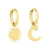 Pendientes de Mariposa Fotosensibles de Alta Gama Europeos y Americanos Transfronterizos Círculo de Corazón Hebilla de Oreja Desmontable Pendientes Asimétricos de Sol y Luna