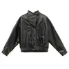 Chaqueta Corta de Piel Sintética Estructurada con Cuello Asimétrico Vintage NEIHE para Mujer Versátil Nuevo Modelo Otoño 2026 260012