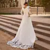 Aliexpress Transfronterizo Blanco Cintura Alta Sencillo Vestido de Novia Largo Nupcial Elegante Boda en Iglesia Delgado Cola Vestido de Novia