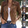 2023 Transfronteriza Nueva Chaqueta Mujer Deseo Otoño e Invierno Nuevo Solapa Múltiples Cremalleras Corta Chaqueta Mujer Top